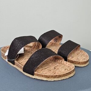 Bearpaw Women's Sandal Vegan Double Band Slip On Slide, Lilo Brown